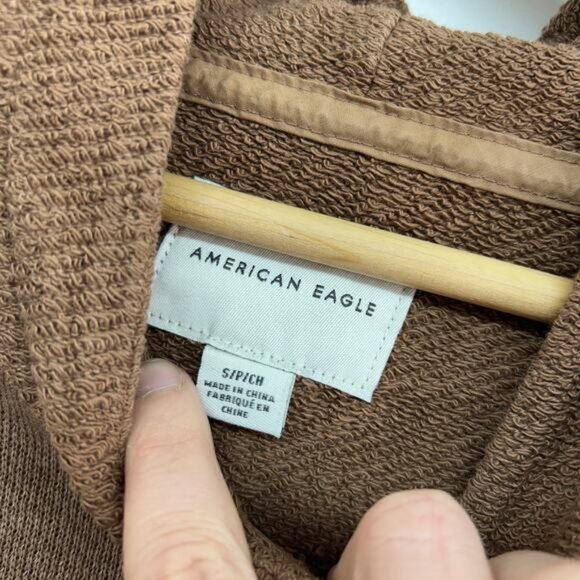 AEO American Eagle Neutral Brown Oversized Hooded Sweatshirt Hoodie Small - Picture 5 of 5